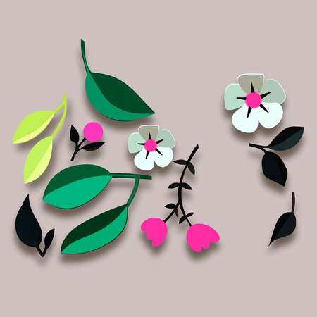 Vector flowers seamless pattern element. Elegant texture for backgrounds. 3D elements with shadows and highlights. Paper flowers.のイラスト素材