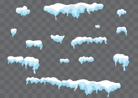 icicles on a transparent background. Winter icicles with snow on a transparent background.のイラスト素材