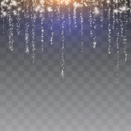 White sparks glitter special light effect. Vector sparkles on transparent background. Christmas abstract pattern. Sparkling magic dust particlesのイラスト素材