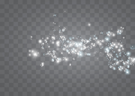 White sparks glitter special light effect. Vector sparkles on transparent background. Christmas abstract pattern. Sparkling magic dust particlesのイラスト素材
