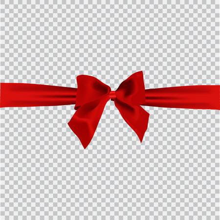 Realistic red bow and ribbon isolated on transparent background. Template for brochure or greeting cardのイラスト素材