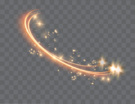 Abstract vector magic glow star light effect with neon blur curved lines. Sparkling dust star trail with bokeh.のイラスト素材