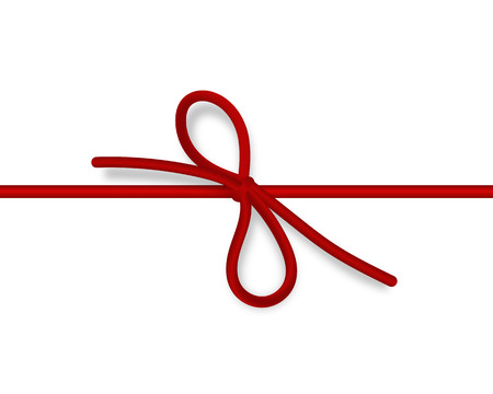 Set of decorative platinum string bow with horizontal thin rope isolated on white background. Vector twine with a bowのイラスト素材