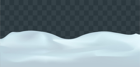 Snowy landscape isolated on dark transparent background. Vector illustration of winter decoration. Snow background. Snowdriftのイラスト素材