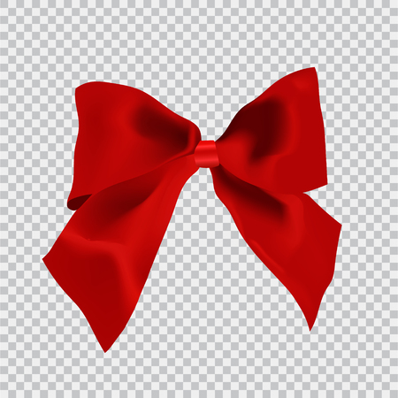 Shiny red satin ribbon on white background. Vector red bow and ribbon.のイラスト素材