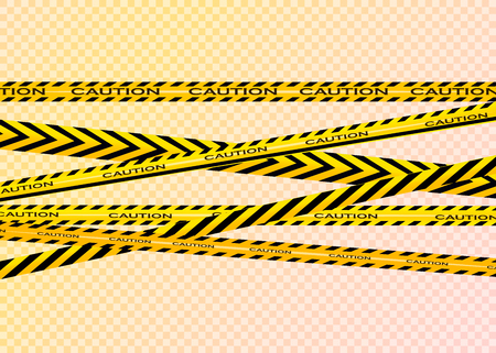 Caution lines isolated. Warning tapes. Danger signs. Vector illustration.のイラスト素材