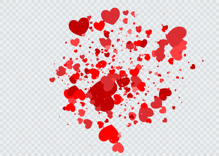 Heart confetti falling down isolated. Valentines day concept. Heart shapes overlay background.のイラスト素材