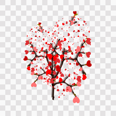Tree of love with leaves from heart shape. Weddings or Valentine's day idea for your designのイラスト素材