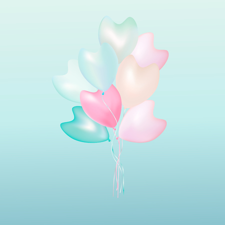 Valentine's day abstract background with red 3d balloons. Heart shape. February 14, love. Romantic wedding greeting card.のイラスト素材