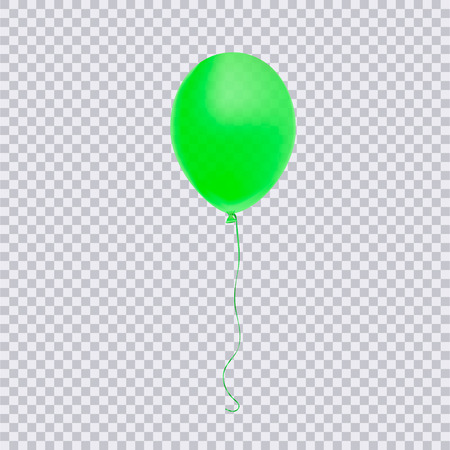Realistic green balloon isolated on transparent background. Vector illustration.のイラスト素材