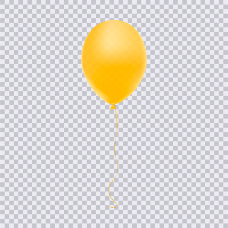 Realistic yellow balloon isolated on transparent background. Vector illustration.のイラスト素材