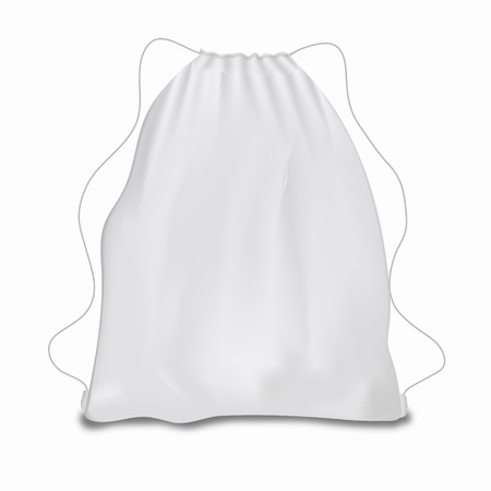 White backpack with laces. Sport bag mockup on white background.のイラスト素材