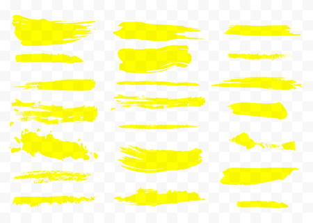 Vector highlighter brush set. Hand drawn yellow highlight marker stripes.のイラスト素材