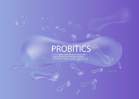 Probiotics bacteria vector illustration. Biology, science background. Medicine and treatment.のイラスト素材