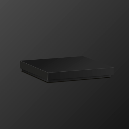 Black empty box on black background. Top view. Template for your presentation design, banner, brochure or poster.のイラスト素材