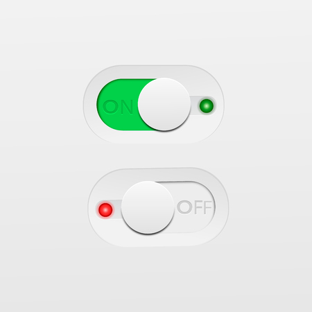 On and Off toggle switch buttons. Material design switch buttons set.のイラスト素材