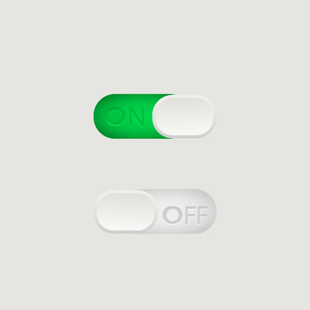On and Off toggle switch buttons. Material design switch buttons set.のイラスト素材