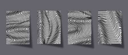 Minimal geometric posters set. Trendy design. Monochrome patterns. Eps10 vector
