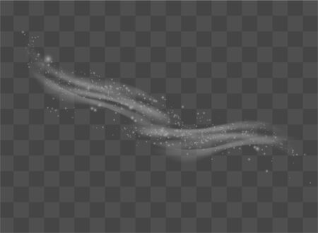 Fog vector. Snow and wind on a transparent background. Illustration of a white gradient of snow and wind with snowflakes. Decorative elementのイラスト素材