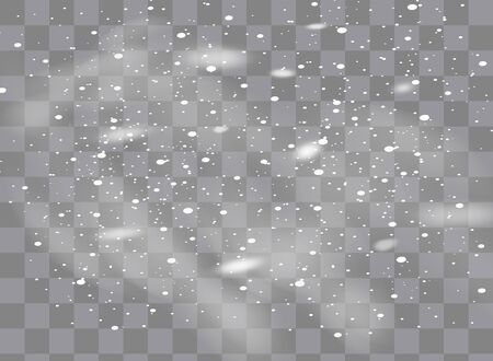 Snowfall, snowflakes in different shapes and forms. Snowflakes, snow background. Christmas snow for the new year.のイラスト素材