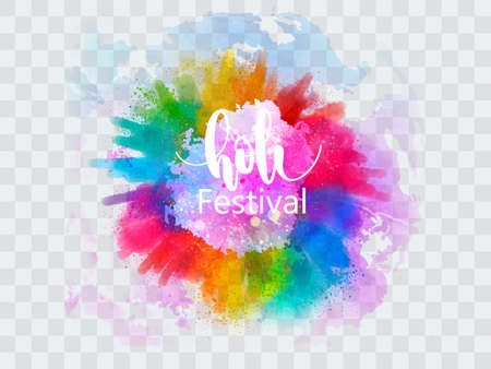 illustration of Happy Holi for color festival of India celebration, holi splash backgroundのイラスト素材