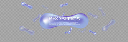 Probiotics Bacteria Vector illustration. Biology, Science background. Microscopic bacteria closeupのイラスト素材
