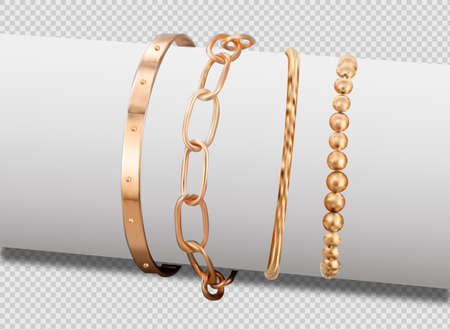 Gold chain isolated. Vector necklace on white backgroundのイラスト素材