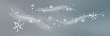 Snow and wind on a transparent background. White gradient decorative element.vector illustration. winter and snow with fog.のイラスト素材