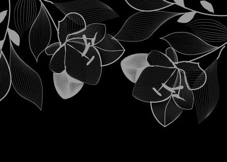 Luxury wallpaper design with Golden lotus and natural background. Lotus line arts design for fabric, prints and background textureのイラスト素材