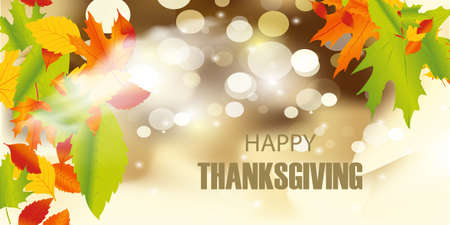Happy thanksgiving background. Autumn leaves isolated. Autumn banner. Vector illustrationのイラスト素材