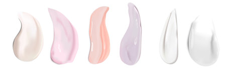 Cream texture stroke isolated on transparent background. Facial creme, foam, gel or body lotion skincare icon. Vector face cream cosmetic product smear swatch.のイラスト素材