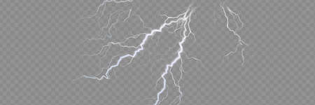 A set of lightning Magic and bright light effects. Vector illustration. Discharge electric current....