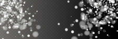 Vector falling snow effect isolated on transparent background with blurred bokeh.のイラスト素材