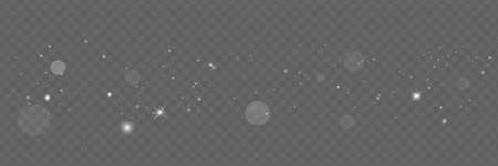 The dust sparks and golden stars shine with special light. Vector sparkles on a transparent background. Christmas light effect.のイラスト素材