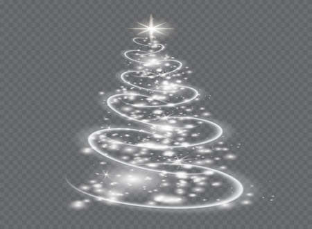 Silver Christmas tree on transparent background.Christmas abstract pattern.のイラスト素材