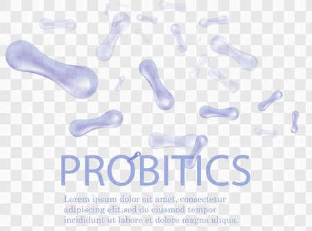 Probiotics Bacteria Vector illustration. Biology, Science background. Microscopic bacteria closeup.のイラスト素材