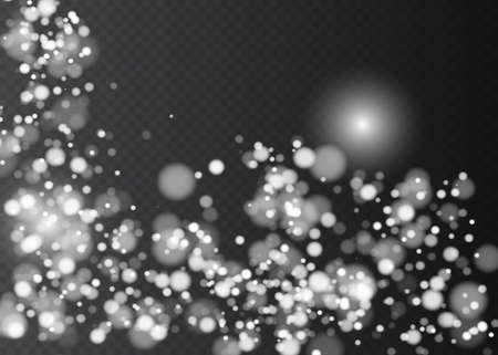 Bokeh background. Snowflakes isolated. Vector sparkles on a transparent background.のイラスト素材