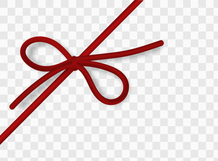 Shiny red satin ribbon on white background. Vector red bow and ribbon.のイラスト素材