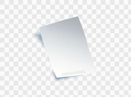 Blank sheet of paper with page curl and shadow, design element for advertising and promotional message isolated on white background.のイラスト素材