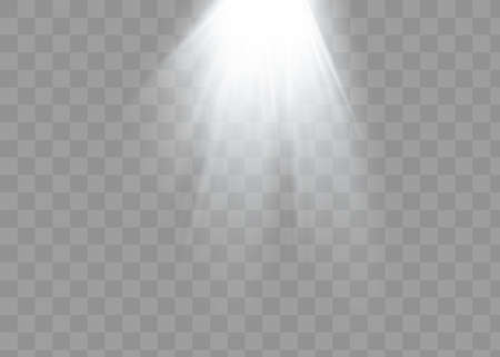 Vector spotlight. Light effect.Glow isolated white transparent light effect. Abstract special effect element design.のイラスト素材