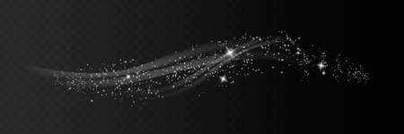 The dust sparks and golden stars shine with special light. Vector sparkles on a transparent background. Christmas light effect. Sparkling magical dust particles.のイラスト素材