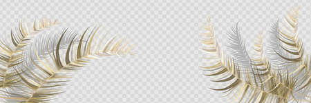 3D Golden Embossed Modern Palm Leaves.のイラスト素材