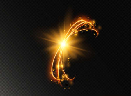 Abstract luxury golden ring. Vector light circles and spark light effectのイラスト素材