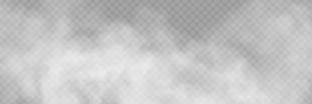 Fog or smoke isolated transparent special effect. White vector cloudiness, mist or smog background.のイラスト素材