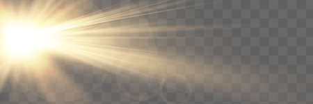 White glowing light explodes on a transparent background. Vector illustration of light decoration effect with rayのイラスト素材