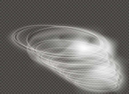A glowing tornado. Rotating wind. Beautiful wind effect. Isolated on a transparent background. Vector illustration.のイラスト素材