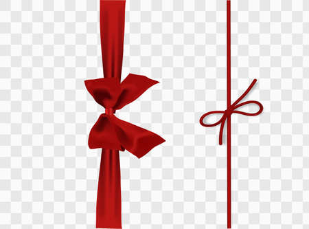 Realistic red bow and ribbon isolated on transparent background.のイラスト素材