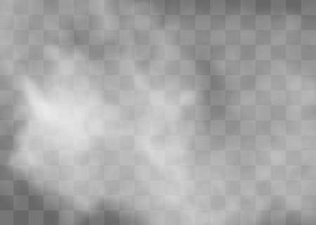 Fog or smoke isolated transparent special effect. White vector cloudiness, mist or smog background.のイラスト素材