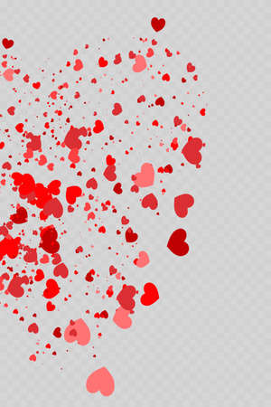 Heart confetti falling down isolated. Valentines day concept. Heart shapes overlay background.のイラスト素材