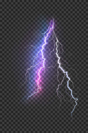 A set of lightning Magic and bright light effects. Vector illustration. Discharge electric current.のイラスト素材